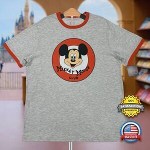GENUINE Disney Mickey Mouse Club Ringer T-Shirt MEN'S XL Gray Orange Retro NWT